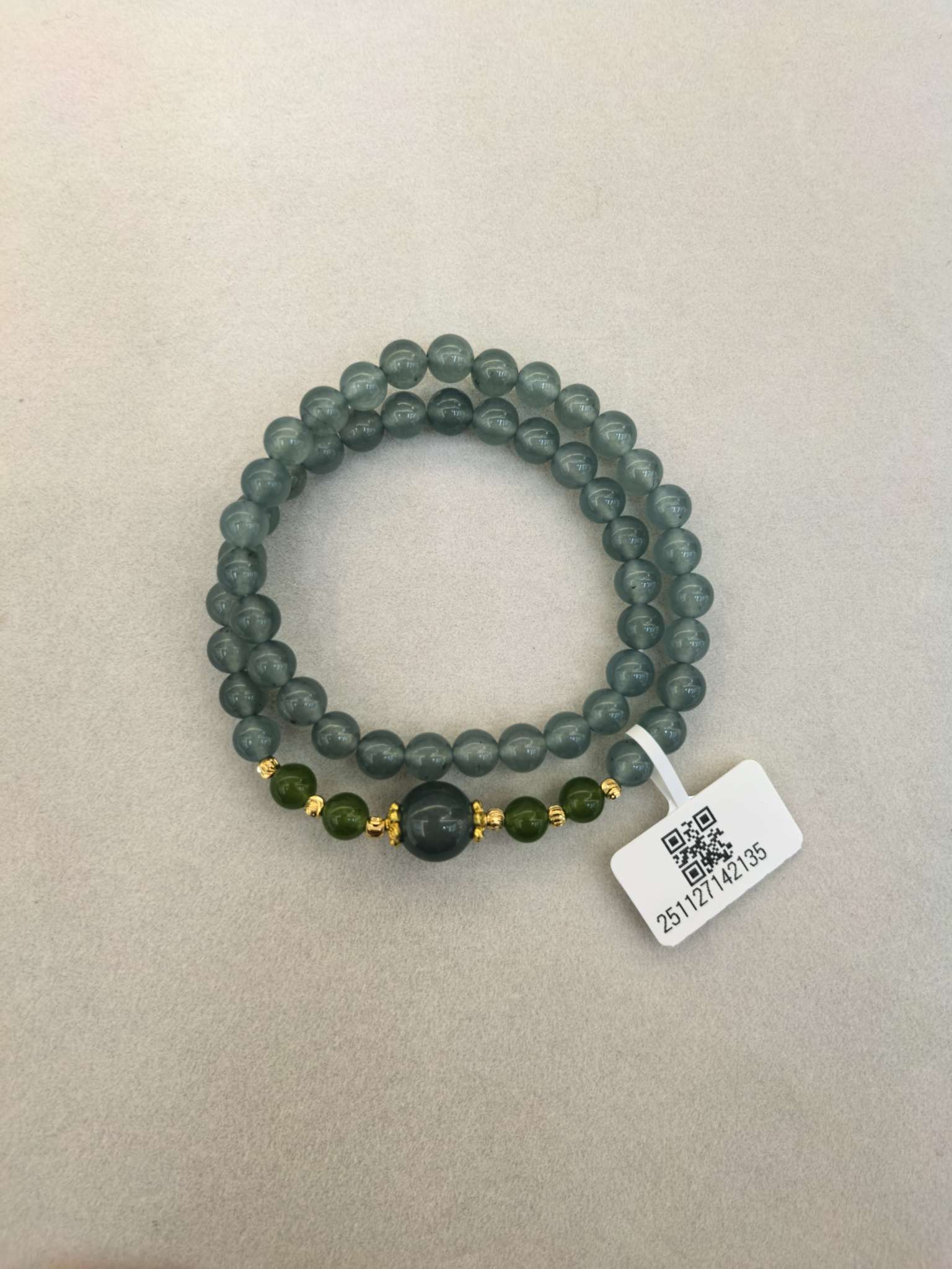 蓝水手串圆珠珠女款珠子清新简约玉石手链手饰送女友七夕礼物 