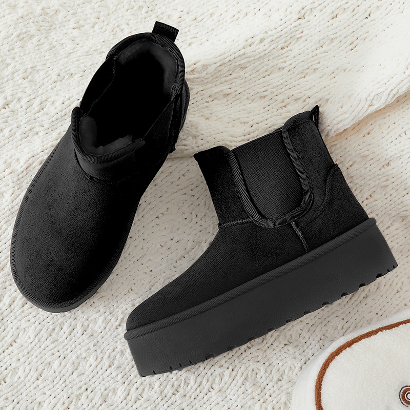 Women's shoes, versatile cotton boots, winter new style with added fleece and thickened, one-foot snow boots, thick-soled anti-slip cotton shoes sent by us Specification drawing