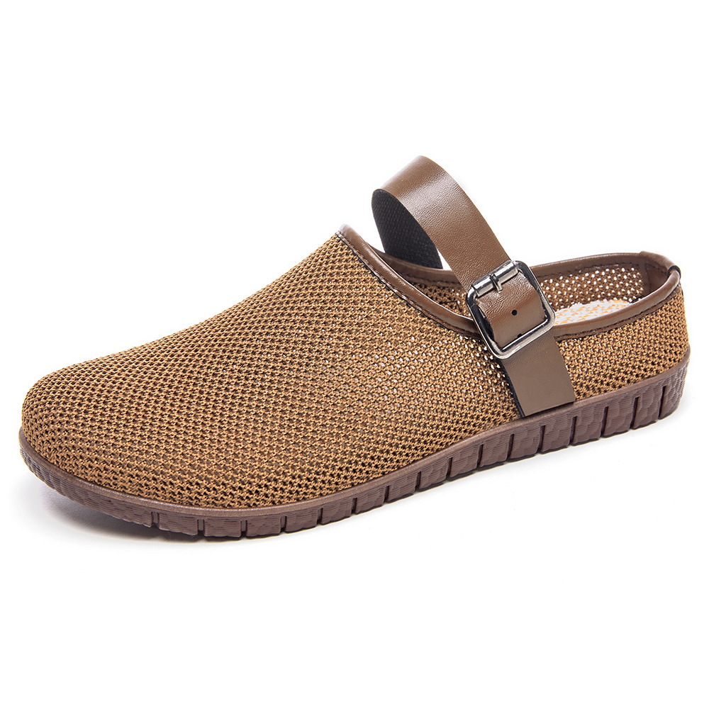 New OEM women's shoes, versatile retro soft-soled sandals, ins women's outerwear slippers, casual netted half-length flip-flops Item Picture