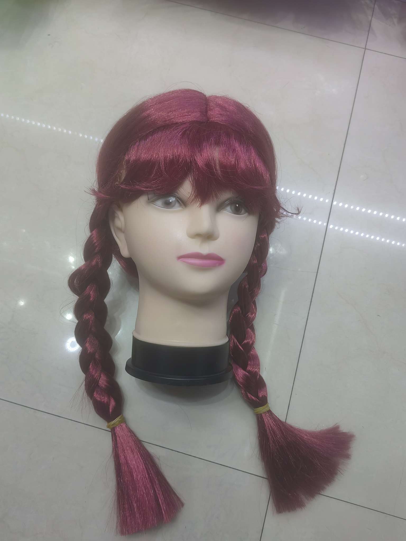 Party braided wig cosplay black double braided female anime color full head wig customization details Picture