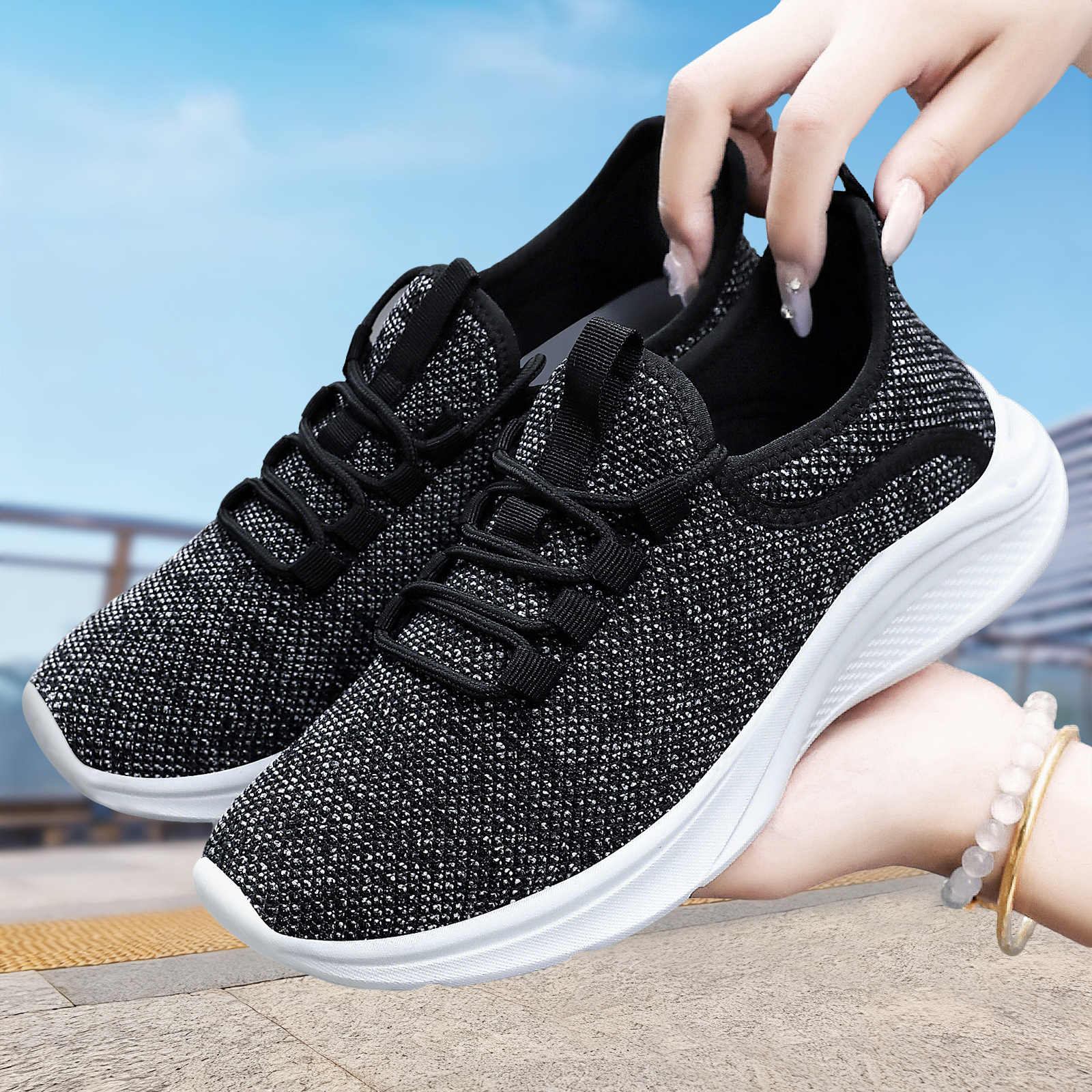 Women's versatile shoes, cross-border bestsellers, women's casual sports shoes, breathable walking net shoes, soft-soled comfortable Feizhi women's shoes details Picture