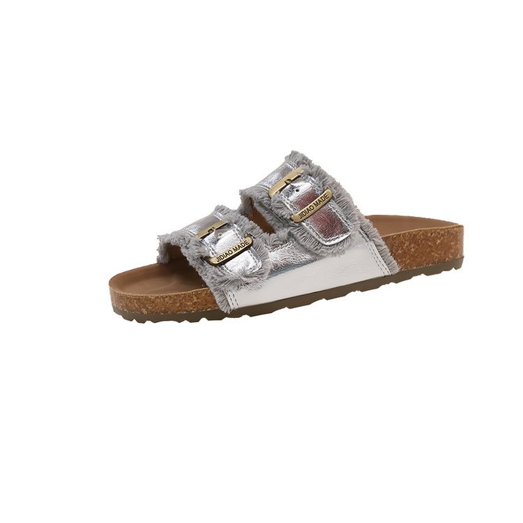 Thick-soled slippers for women's summer outerwear, a new fairy-style French retro beach soft casual and niche Birken flip-flops Item Picture