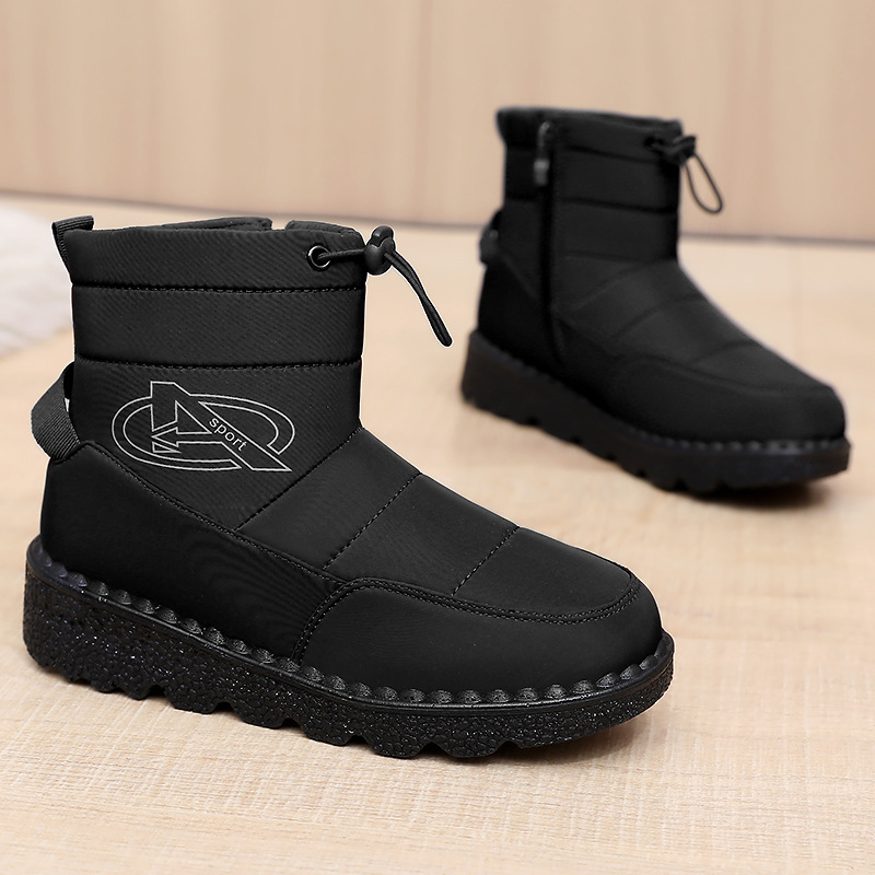 New winter cotton boots for women, with added fleece and thickened mid-top and thick-soled cotton shoes, are waterproof, anti-slip, warm and can be worn with one foot details Picture