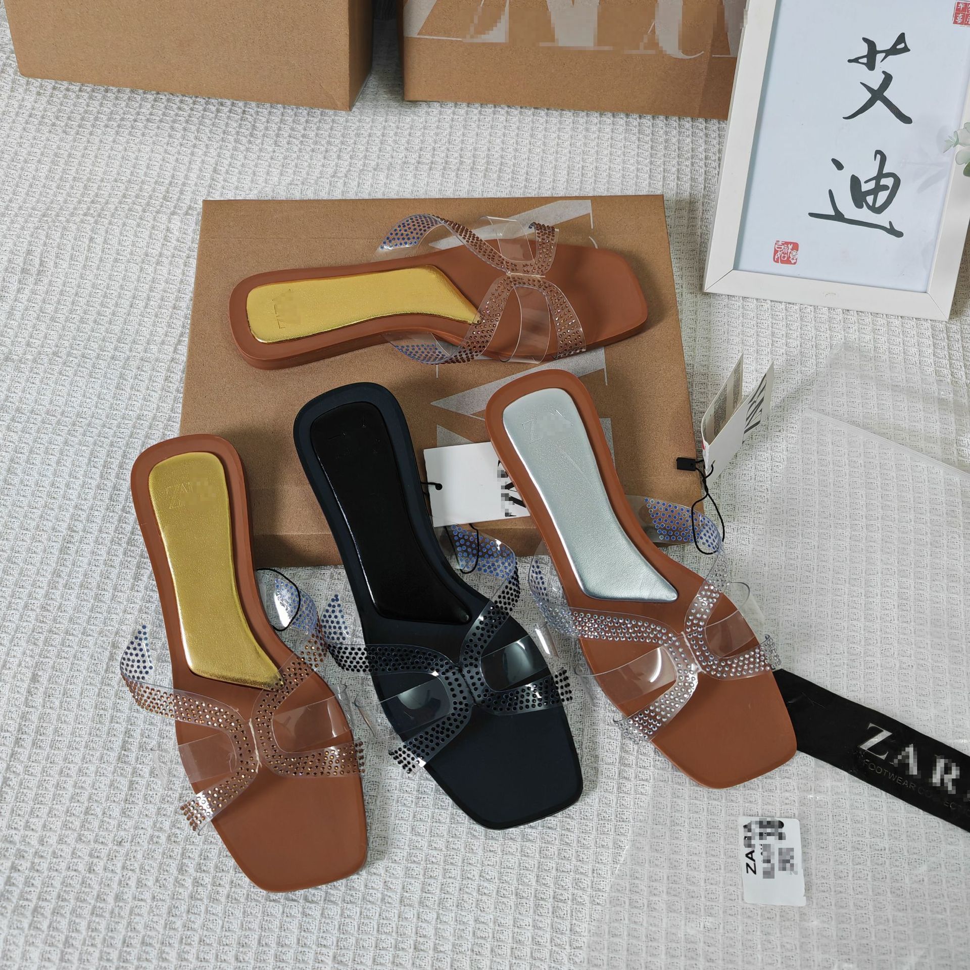 ZAR Flat Sandals Slippers cross-border original single European and American popular style women 's Slippers summer sandals Specification drawing