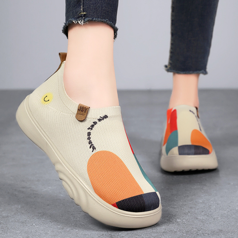 The new autumn casual cake shoes for women, single shoes, cross-border women's shoes, thick-soled, lightweight and breathable, one-step mom shoes details Picture