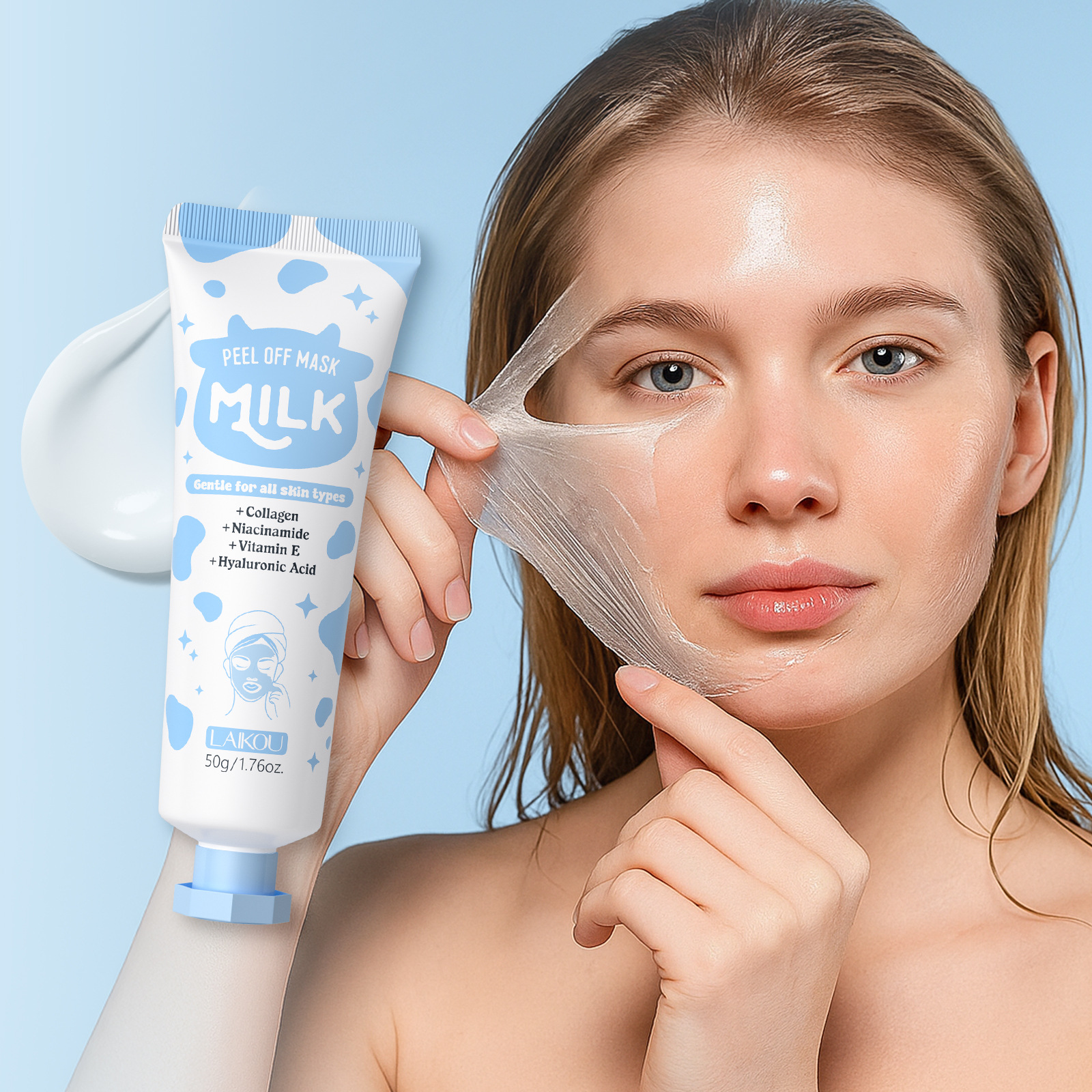 Cross-border Laicome milk peel-off Mask, English export mask, Cleansing, Moisturizing and hydrating facemask manufacturer in stock full figure