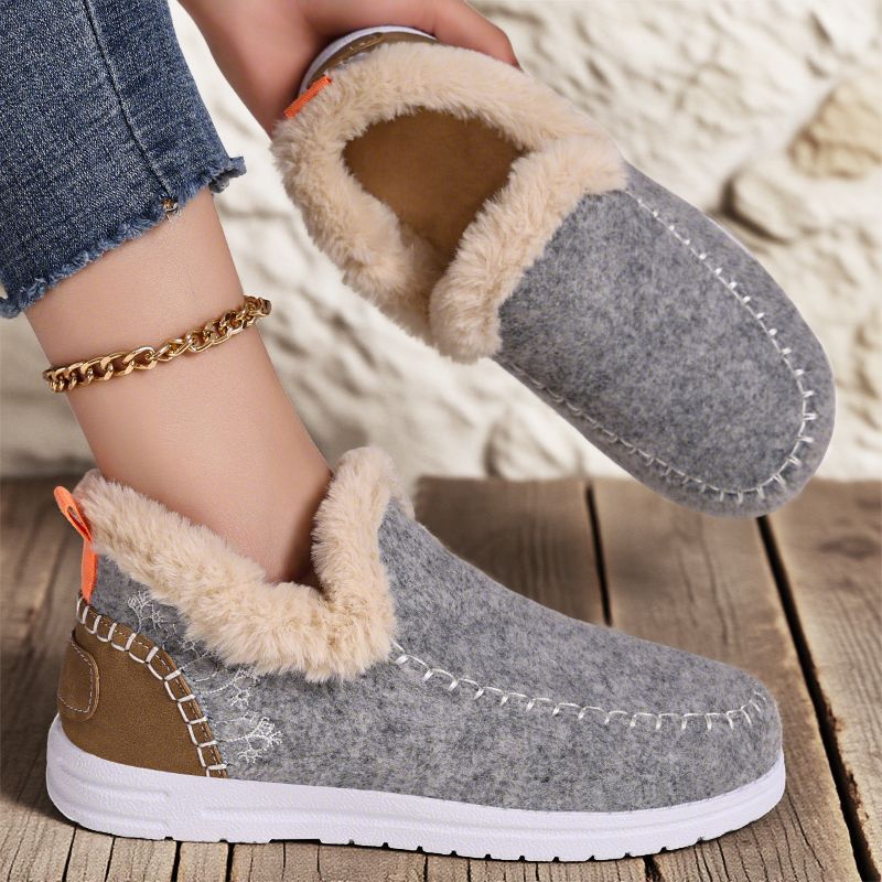 New winter cross-border women's cotton shoes, fleece and thickened snow boots, one-foot convenient ankle boots, fashionable and warm cotton boots details Picture