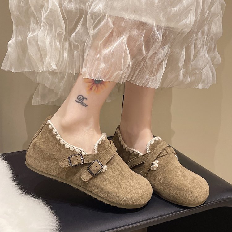 2025 Autumn New versatile Birken shoes, forest-style embroidered metal buckle insole height-increasing flip-flops for women details Picture