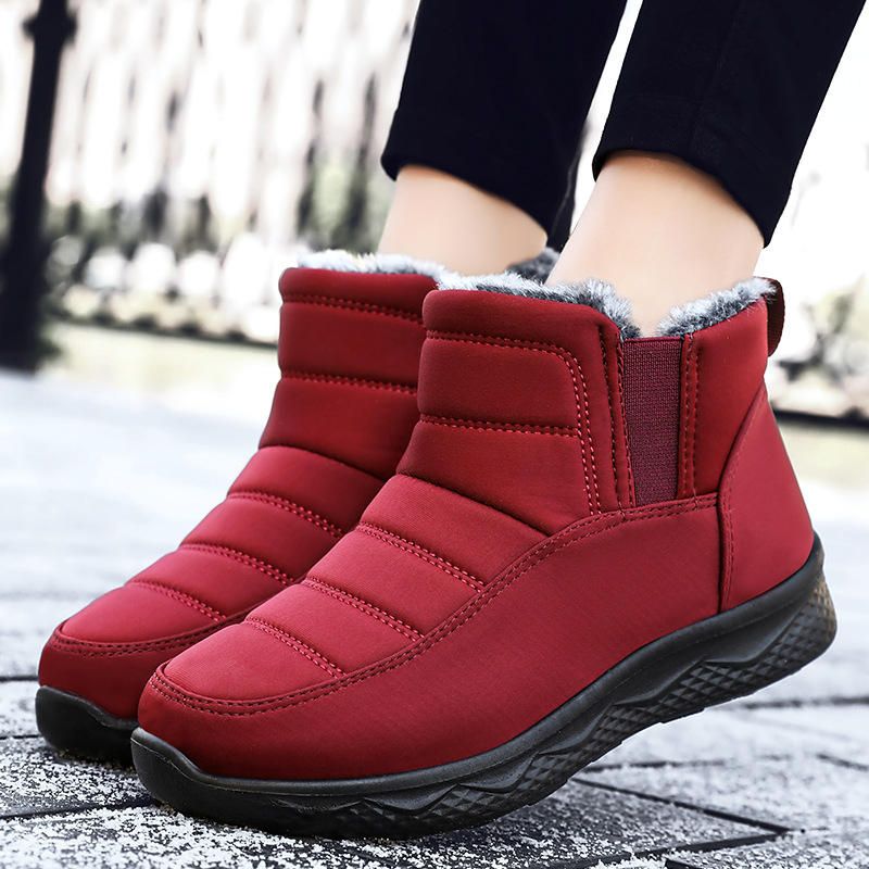 New winter cotton shoes, women's cotton boots, fleece warm women's shoes, waterproof and anti-slip trendy snow boots, women's ankle boots full figure
