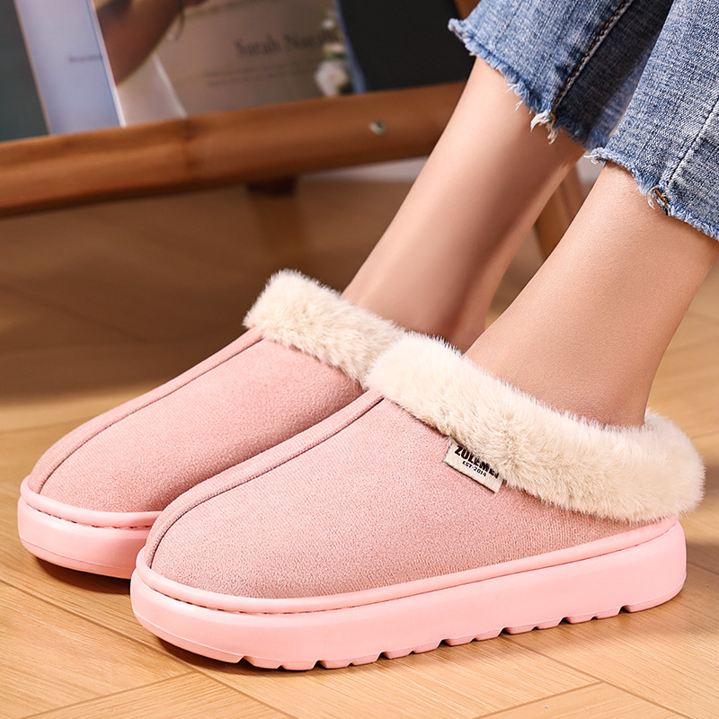 New winter cotton boots with added fleece and thickened cotton shoes, fashionable outerwear, warm and comfortable. Women's ankle boots, one-step home cotton slippers full figure
