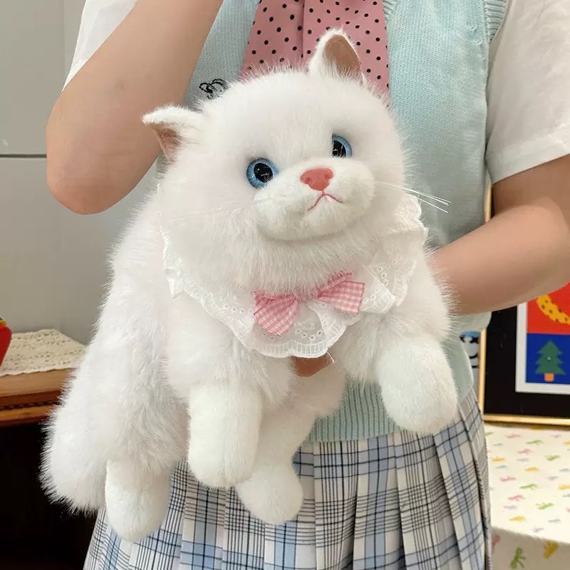 Simulated plush toys, cat plush figurines, musical dolls, bibs, little cats, children's gifts, parent-child interactive toy figurines Specification image