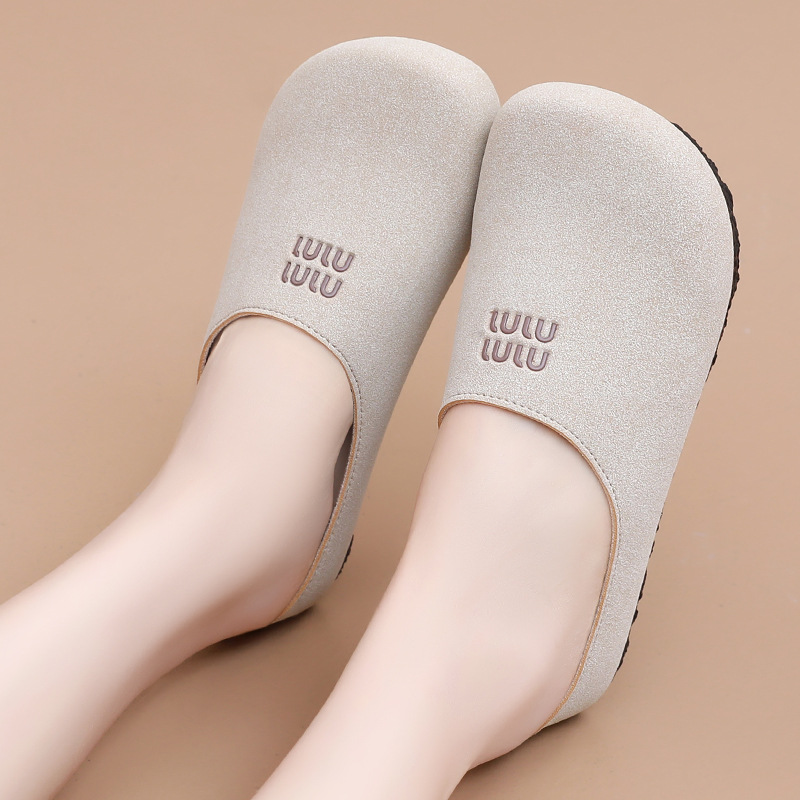 Baotou Slippers Women's autumn new casual, one-step half-drag, fashionable, trendy, breathable, soft-soled and not tiring to the feet full figure