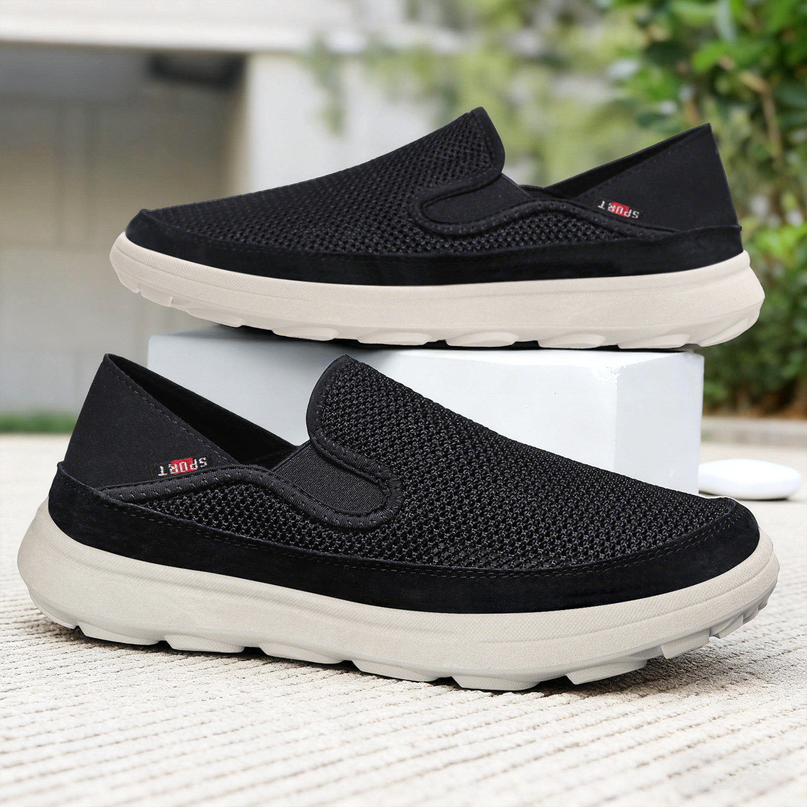 New versatile old Beijing cloth shoes, woven Korean style, breathable and non-smelly feet, casual soft soles, one-step single shoes full figure