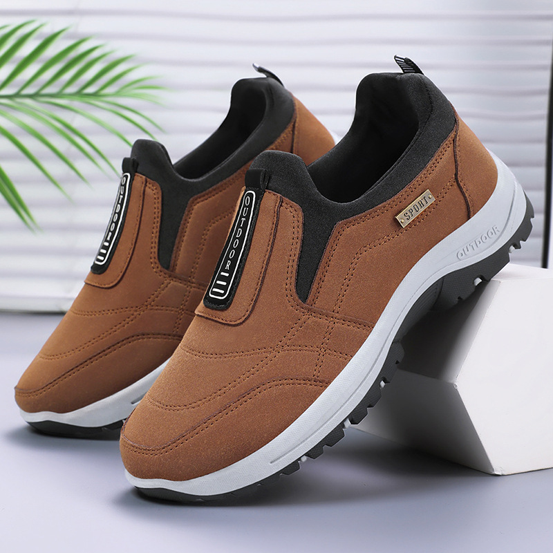 Men's shoes 2025 autumn new cross-border distribution solid color versatile single shoes, hiking shoes, soft-soled Korean-style casual walking shoes details Picture