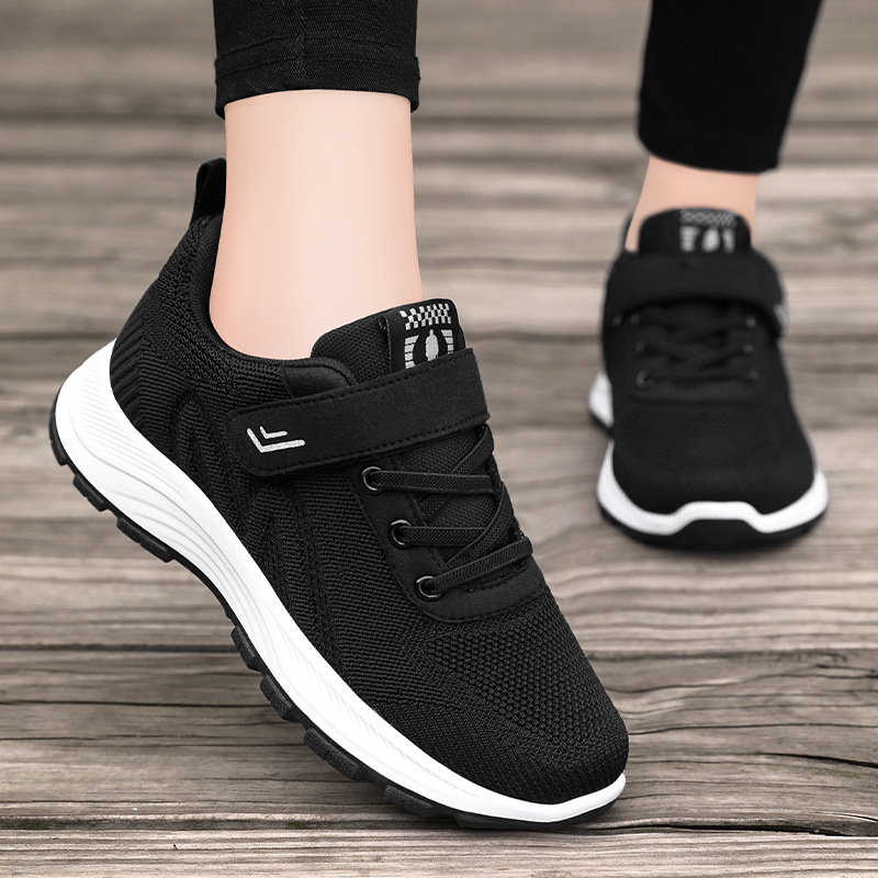 Women's sports shoes 2025 Autumn new style mom shoes factory direct sales casual single shoes for middle-aged and elderly Velcro walking shoes details Picture