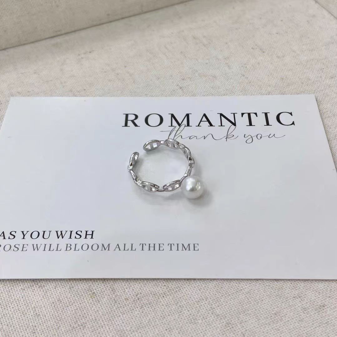 简约海水珍珠猪鼻子戒指时尚高级气质优雅7mm个性小香风细节图