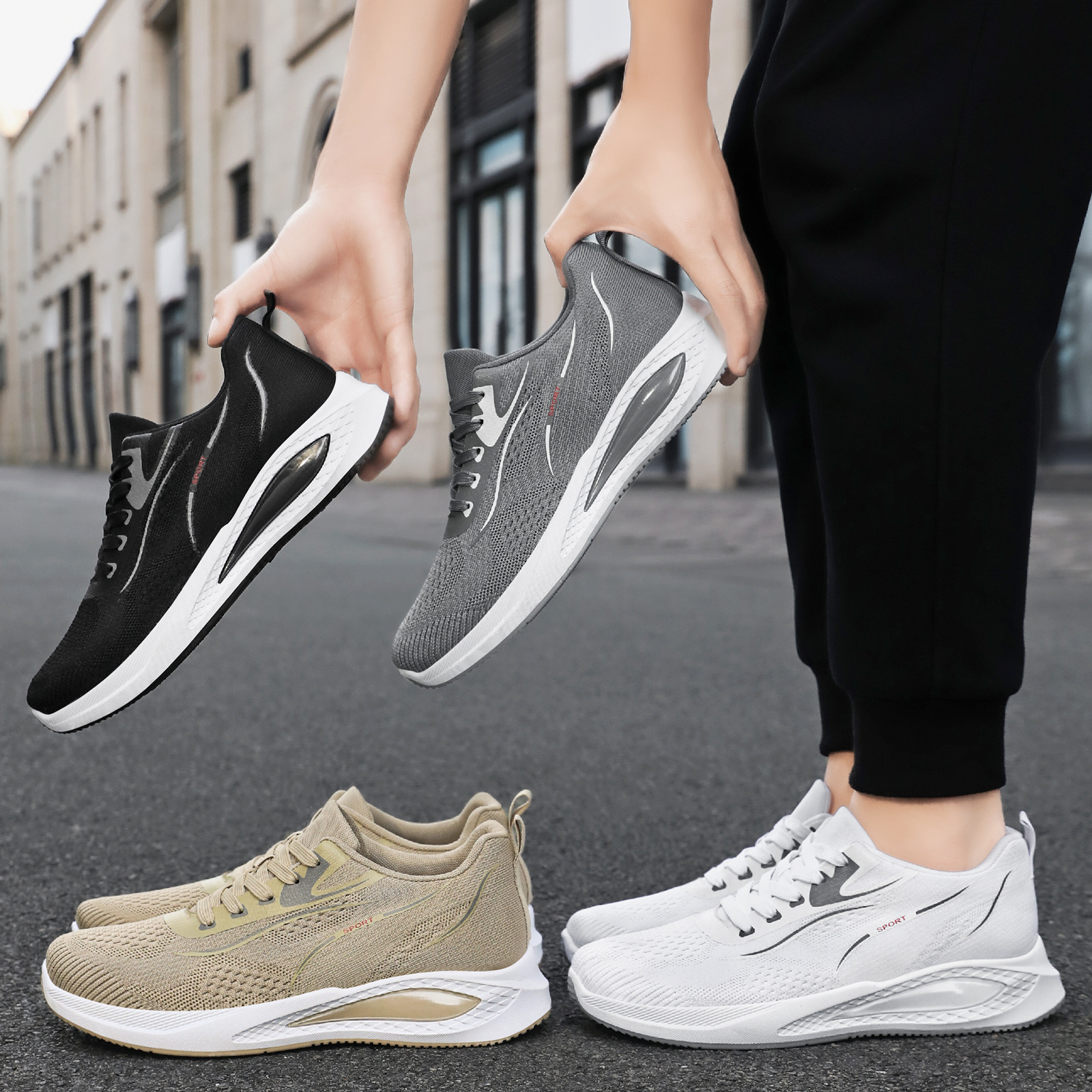 Men's sports shoes, autumn lightweight and breathable men's shoes, casual shoes, soft-soled shock-absorbing mesh surface, wear-resistant running shoes, mesh shoes Specification drawing