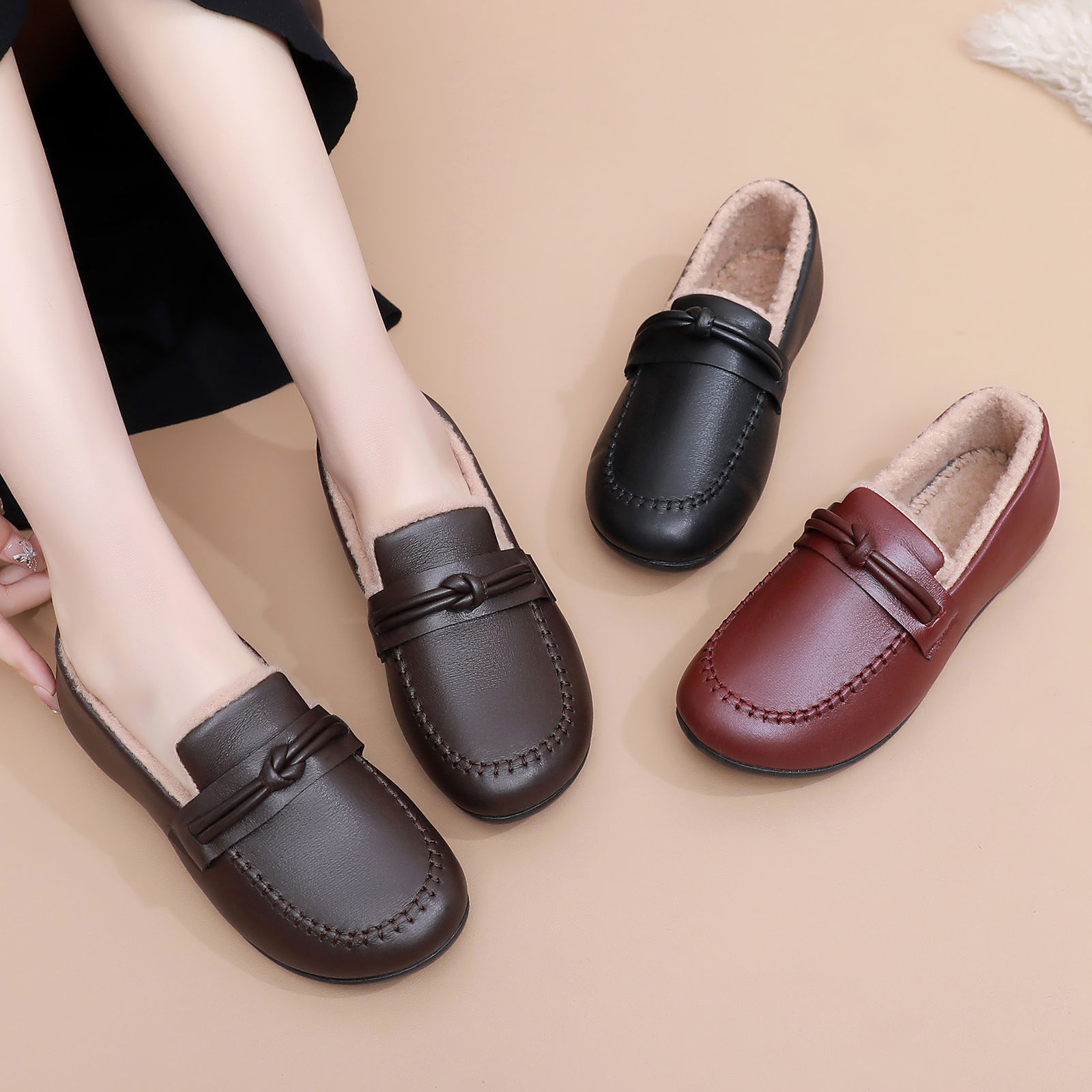New women's winter cotton boots, anti-slip and waterproof one-foot cotton shoes, cross-border consignment, fashionable and versatile casual cotton shoes Specification drawing