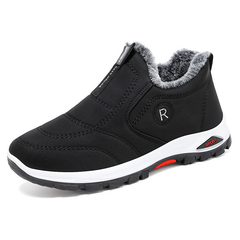 Wholesale of new winter cotton shoes for men, with added fleece and thickened warmth, couple style cotton shoes for the elderly, and one-foot snow boots Item Picture