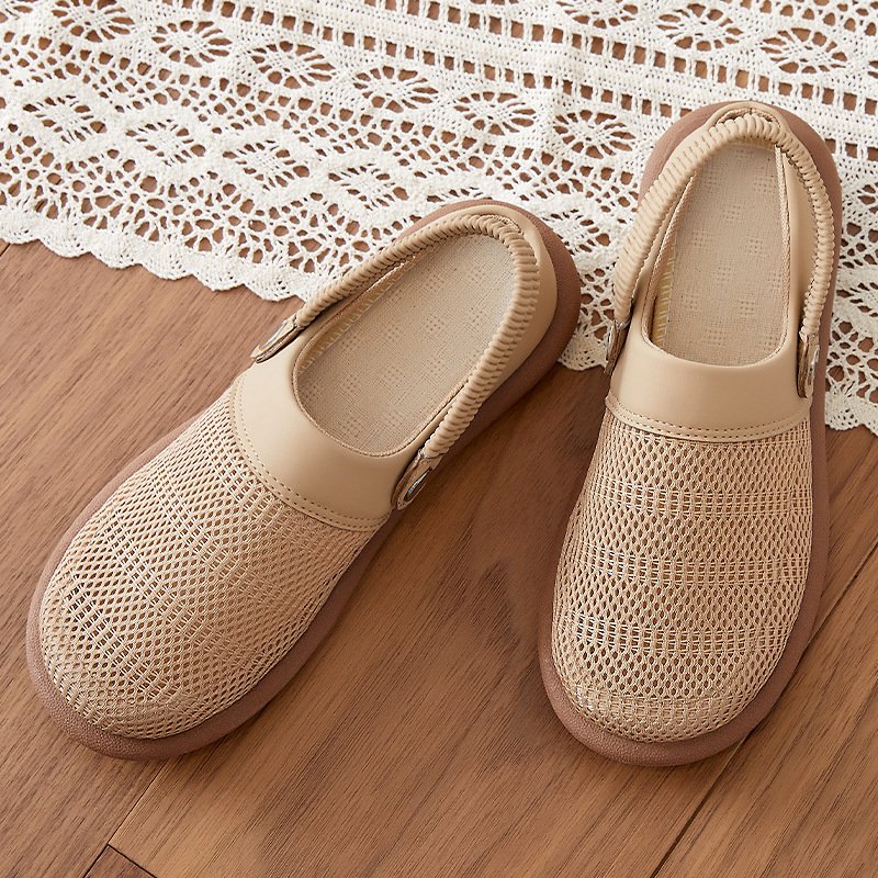 Summer outdoor breathable cotton and linen shoes, one foot wearing casual shoes, artistic outdoor semi-slippers, comfortable mom shoes for women Specification drawing