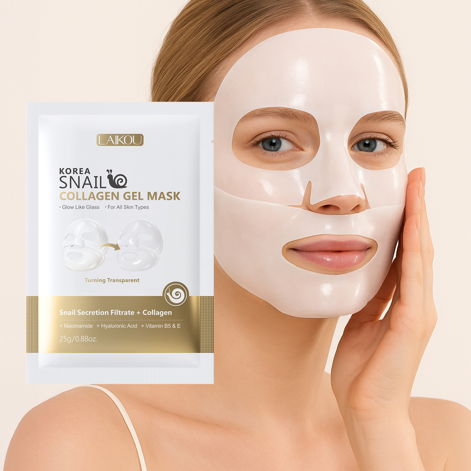 Cross-border Laicome Snail Collagen Jelly Mask 25ml Hydrating and Moisturizing Patch Mask FDA Export Mask full figure