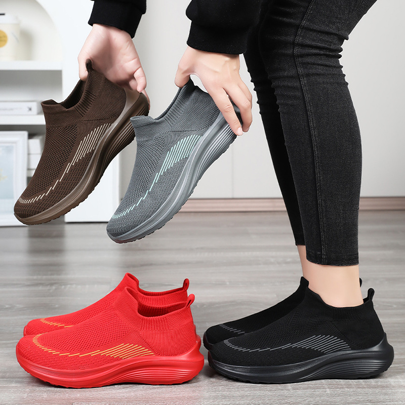 Women's shoes 2025 autumn cross-border consignment shoes, plus-size shoes, women's cloth shoes, one-foot sock shoes, mom shoes Specification drawing