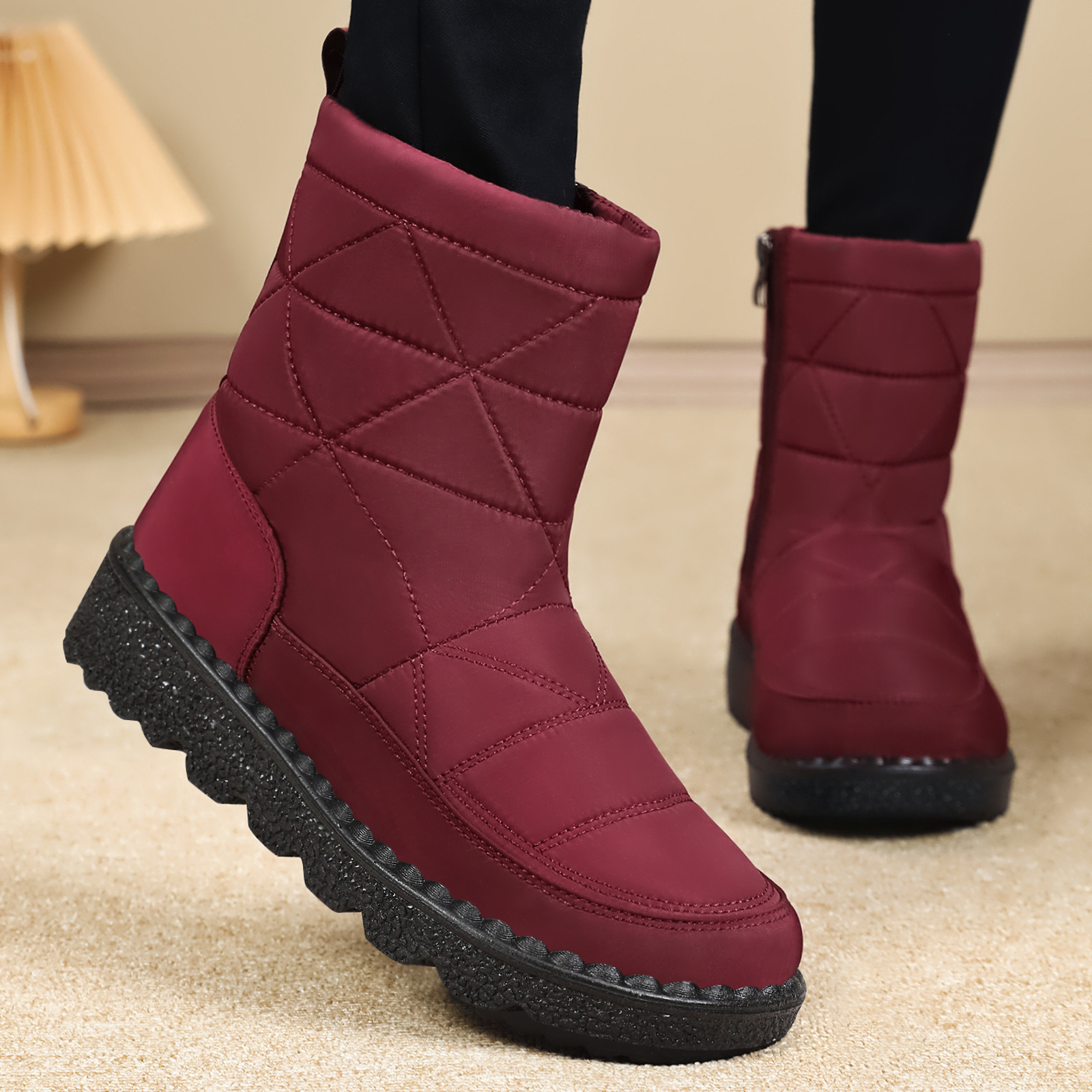 Women's cotton shoes winter new style versatile fleece thickened high-top anti-slip snow boots casual cross-border consignment cotton boots full figure
