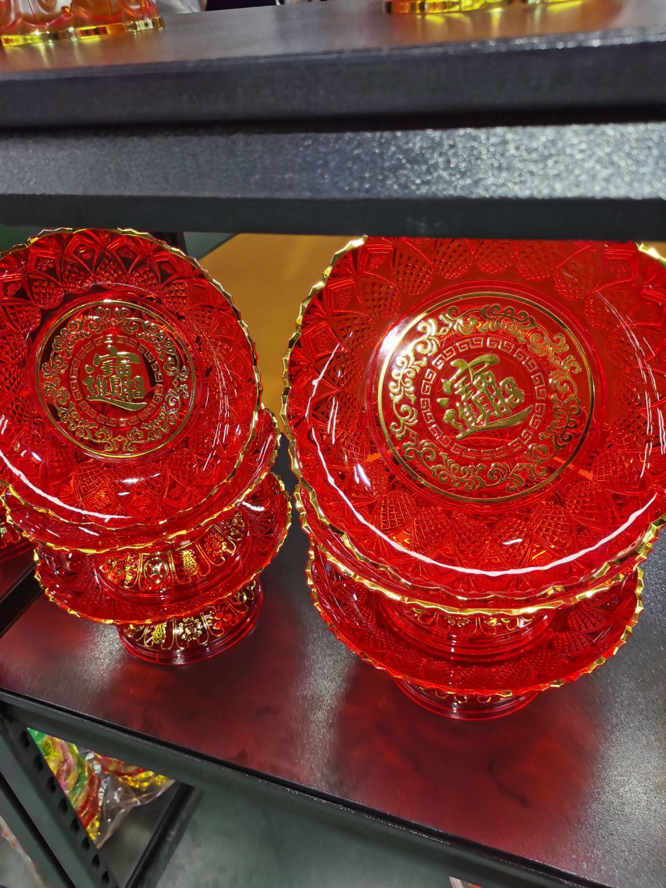 红色装饰果盘，A5889