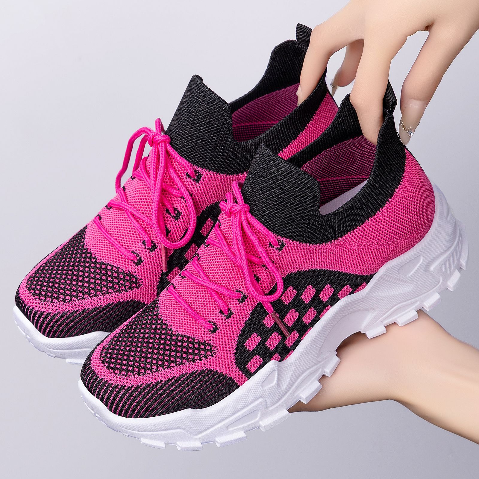 Women's autumn new casual and versatile sports shoes, cross-border distribution, mesh breathable running thick-soled dad shoes details Picture