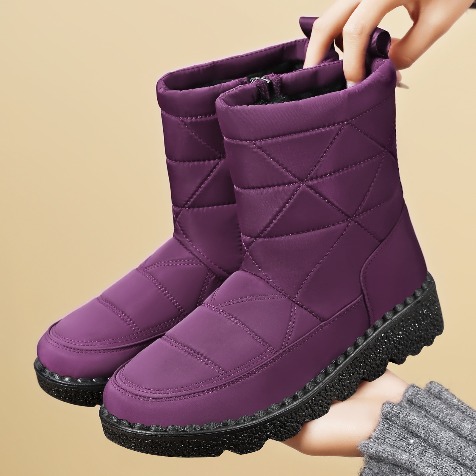 Women's cotton shoes winter new style versatile fleece thickened high-top anti-slip snow boots casual cross-border consignment cotton boots Specification drawing