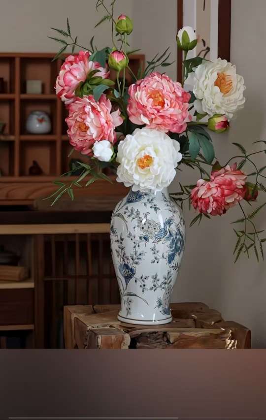 新款油画牡丹  一头一蕾牡丹花 家居酒店装饰工程花仿真丝花详情图5