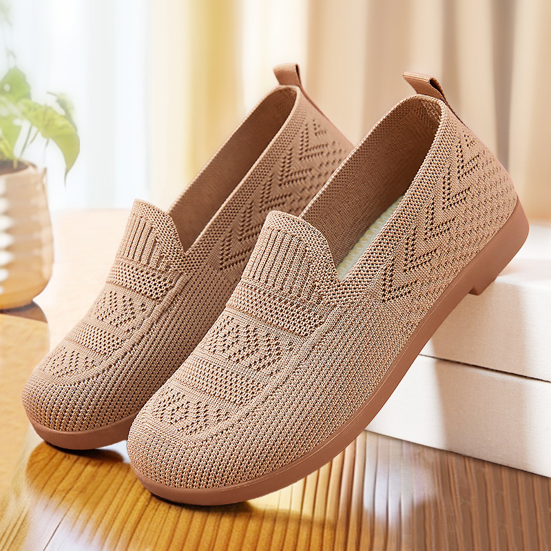Old Beijing cloth shoes, women's autumn breathable mesh shoes, light one-foot hollowed-out mesh shoes, flat shoes for the elderly and mom shoes Specification drawing