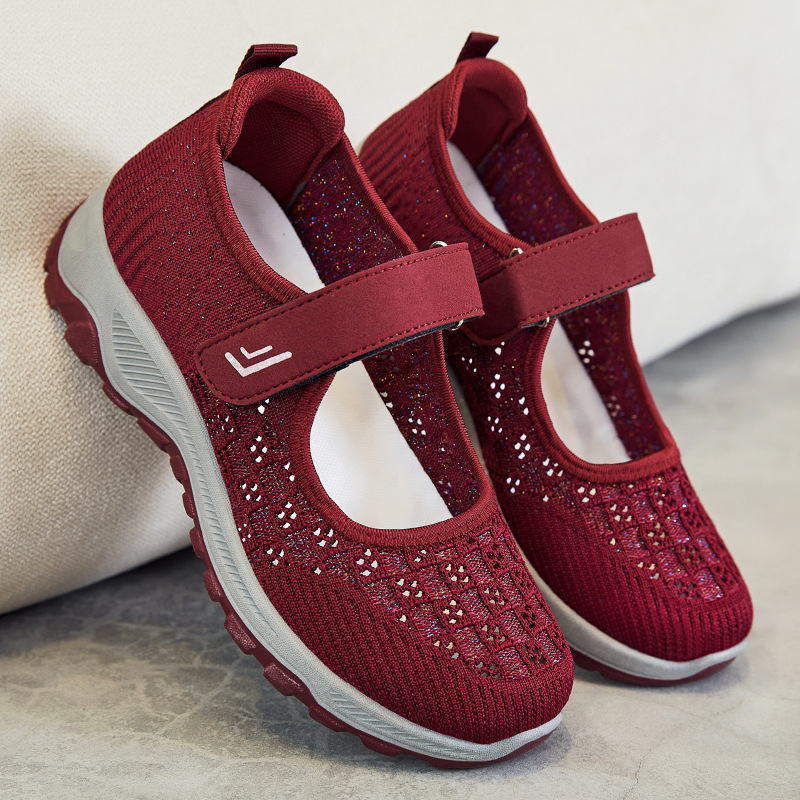Mom Shoes 2025 Summer New Style Mesh shoes, Beijing cloth shoes for women, walking shoes for the middle-aged and elderly, soft-soled shoes for the senior full figure