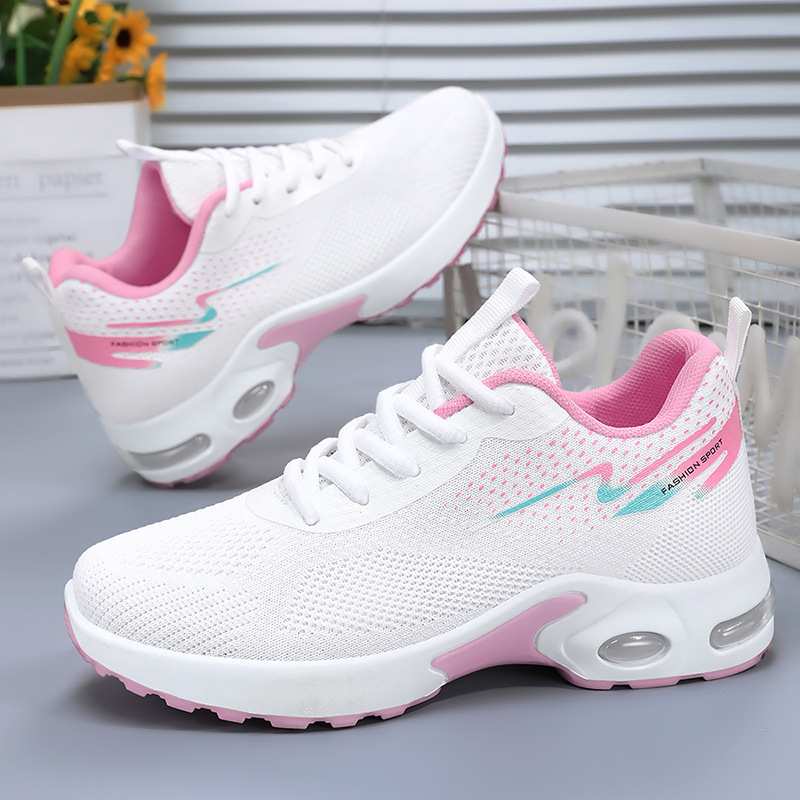 Shoe Women 2025 Spring and Autumn New air-cushioned sports flying woven casual shoes manufacturer Soft sole breathable export breathable shoes for women full figure