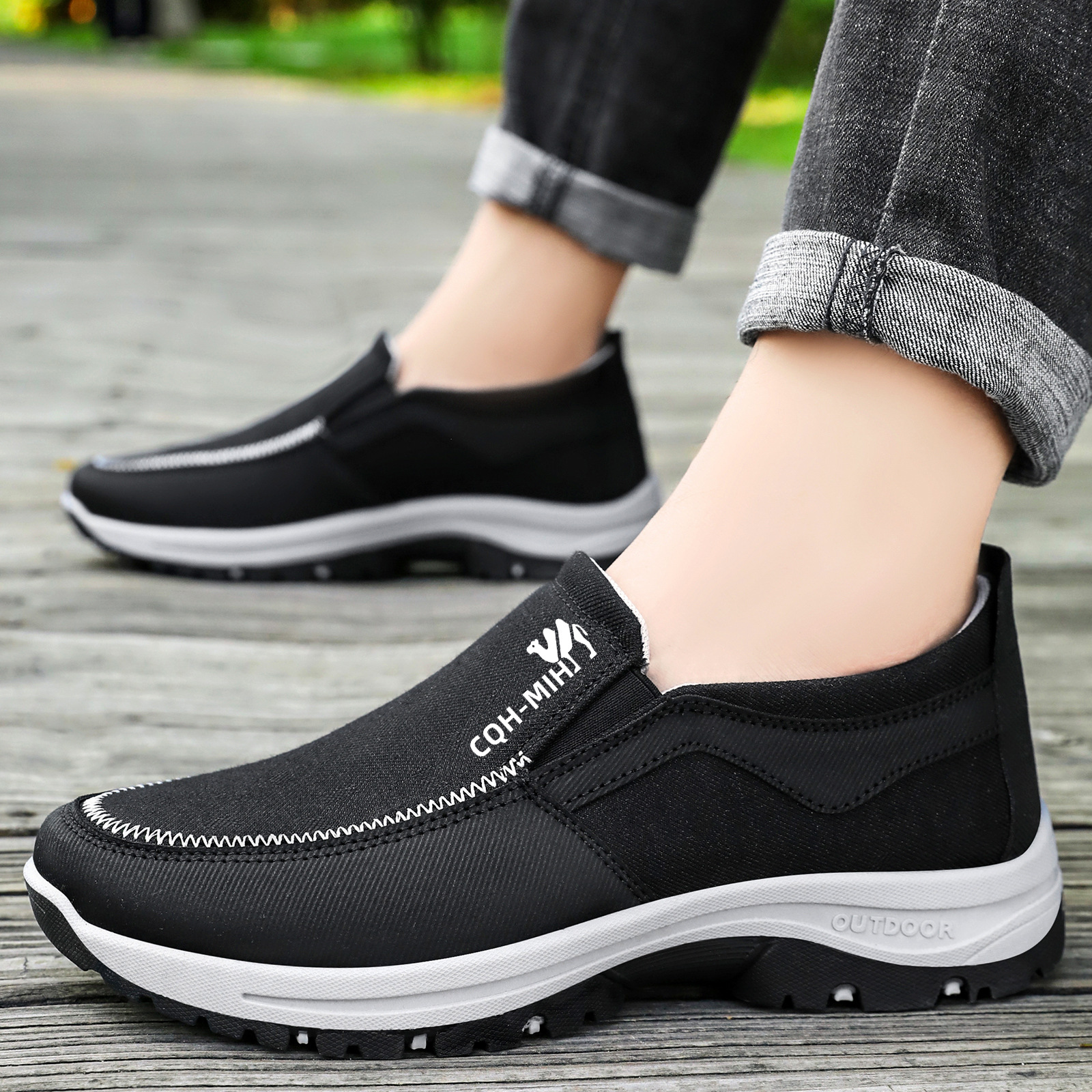Men's shoes, autumn anti-slip old Beijing cloth shoes, middle-aged and elderly walking shoes, breathable and versatile, one foot on dad's shoes Specification drawing