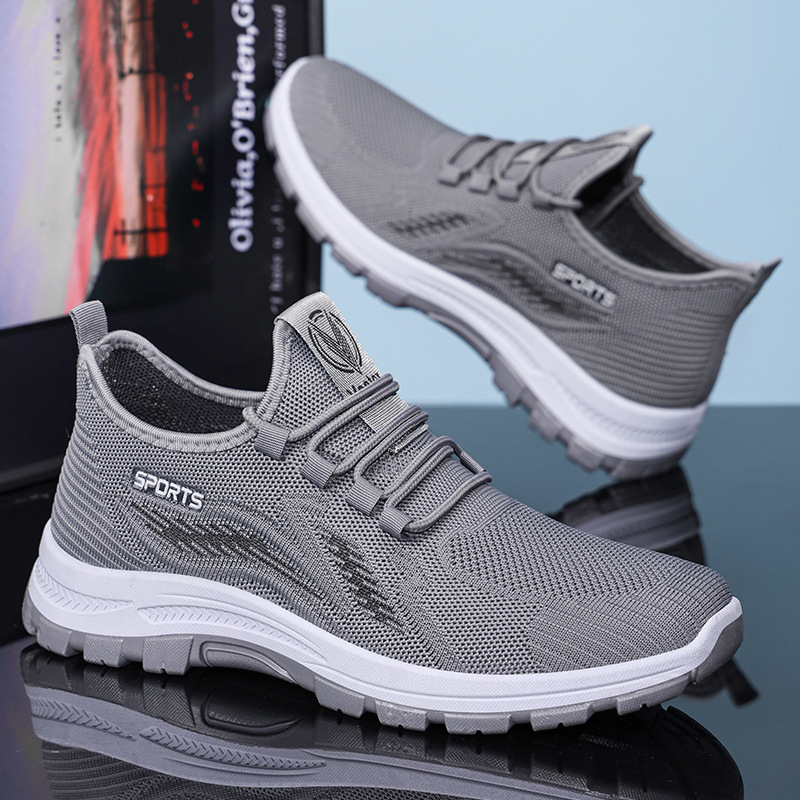 Men's shoes and sports shoes, autumn new style soft-soled comfortable running shoes, breathable mesh shoes, non-smelly feet, flying woven shoes, men's shoes Specification drawing