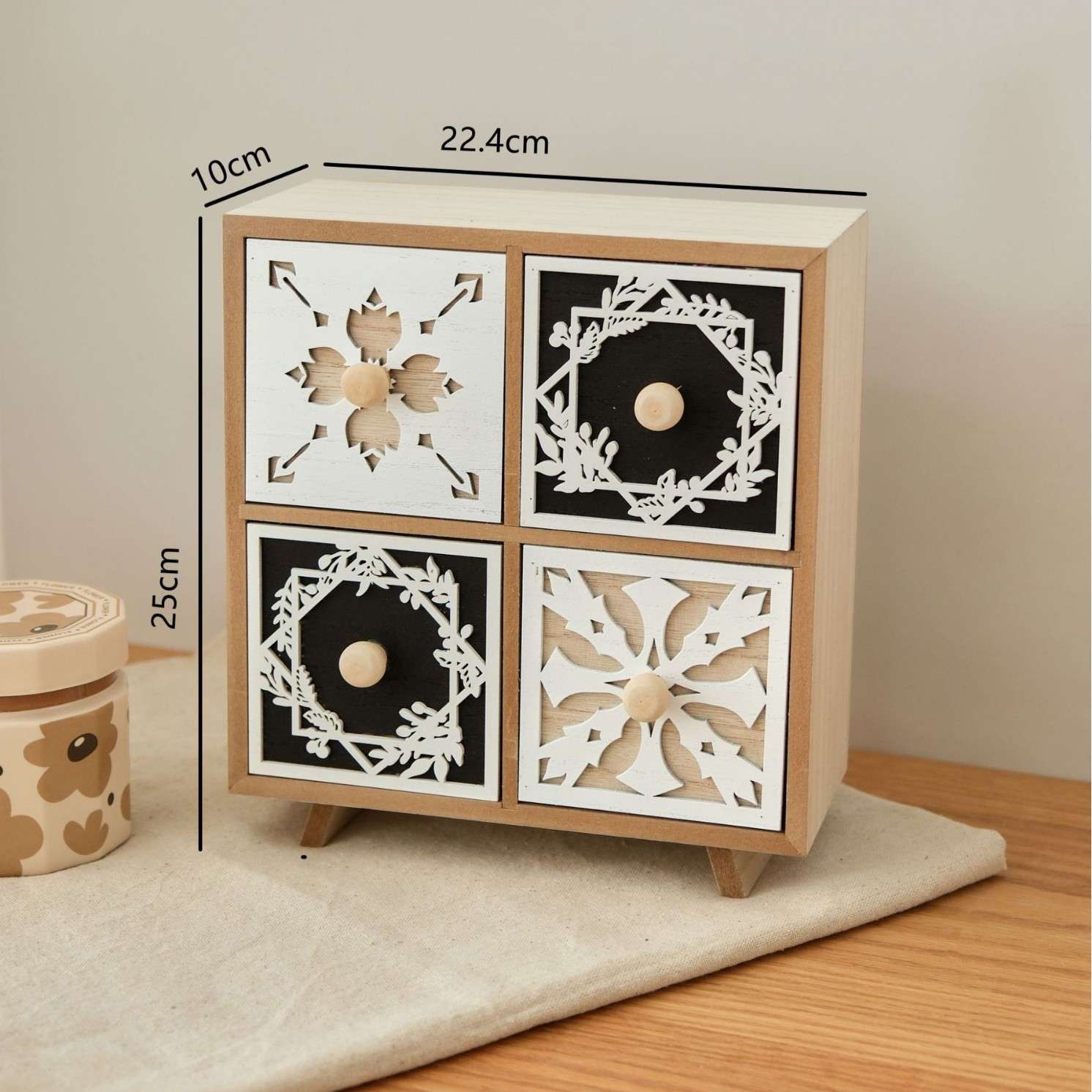 木制收纳柜桌面镂花图案复古柜子饰品化妆品杂物收纳整理柜详情图6