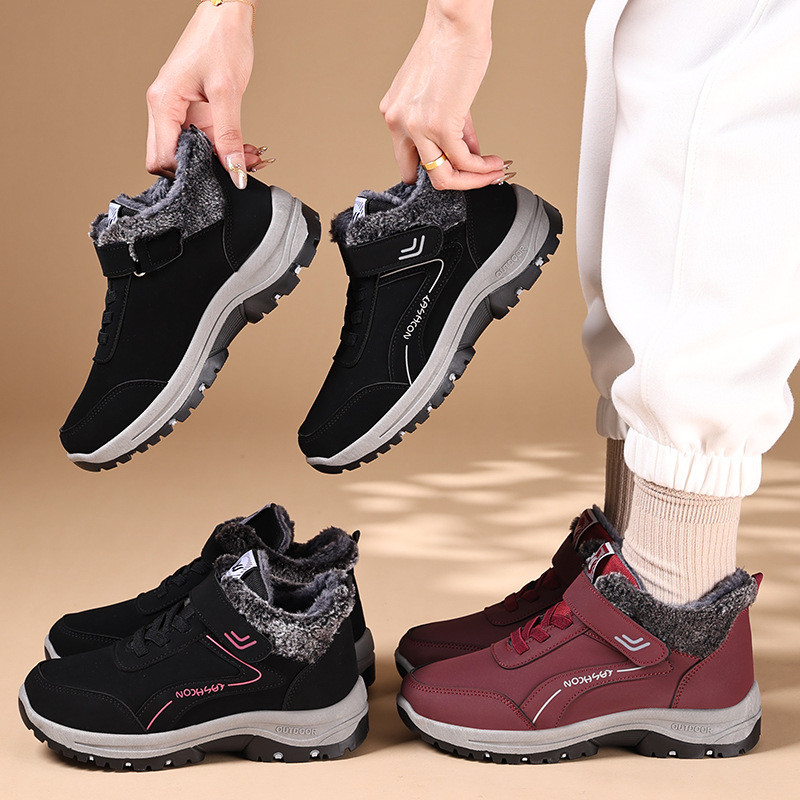 New women's winter fleece and thickened snow boots, outdoor hiking and walking shoes wholesale Velcro thermal cotton boots Application Scenario