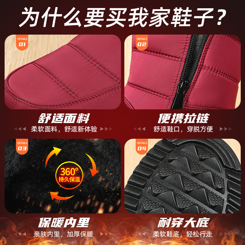 Winter new women's cotton shoes with added fleece and thickened snow boots, cross-border consignment, waterproof and anti-slip one-foot cotton boots Application Scenario