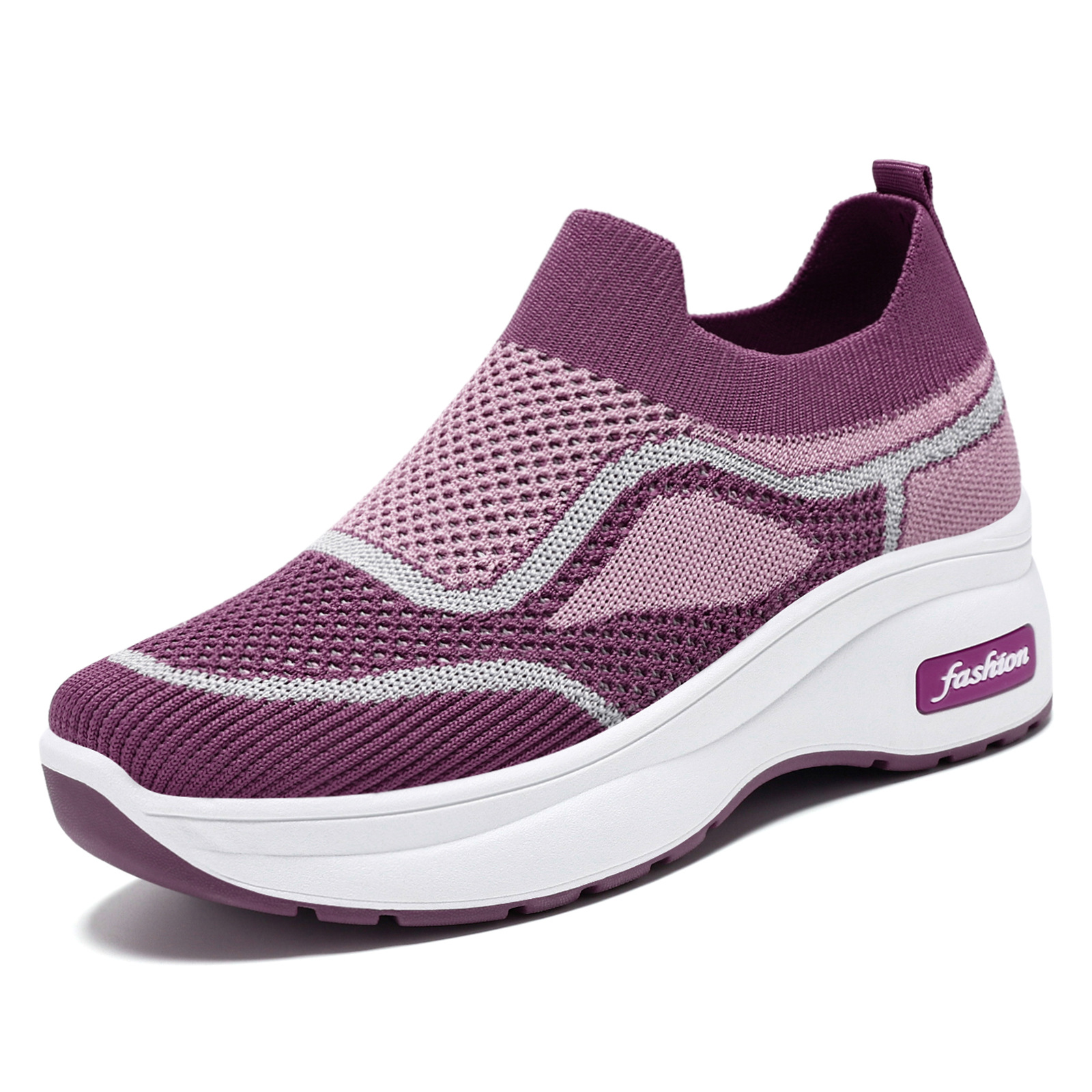Mom shoes casual style women's shoes manufacturer wholesale and consignment of height-increasing shoes 2025 new style Fei-woven breathable thick-soled net shoes Item Picture