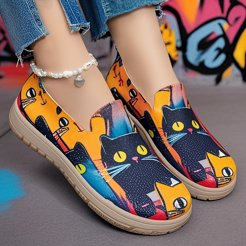 Women's autumn shoes cross-border consignment casual shoes, large-sized foreign trade women's shoes, color-blocked cloth shoes, one-foot single shoes details Picture