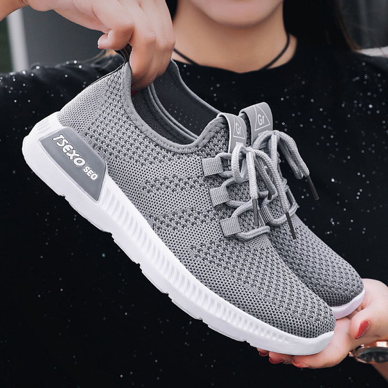 New cross-border casual shoes for women, fashionable and trendy running shoes, lightweight foreign trade flying woven sports shoes for women details Picture