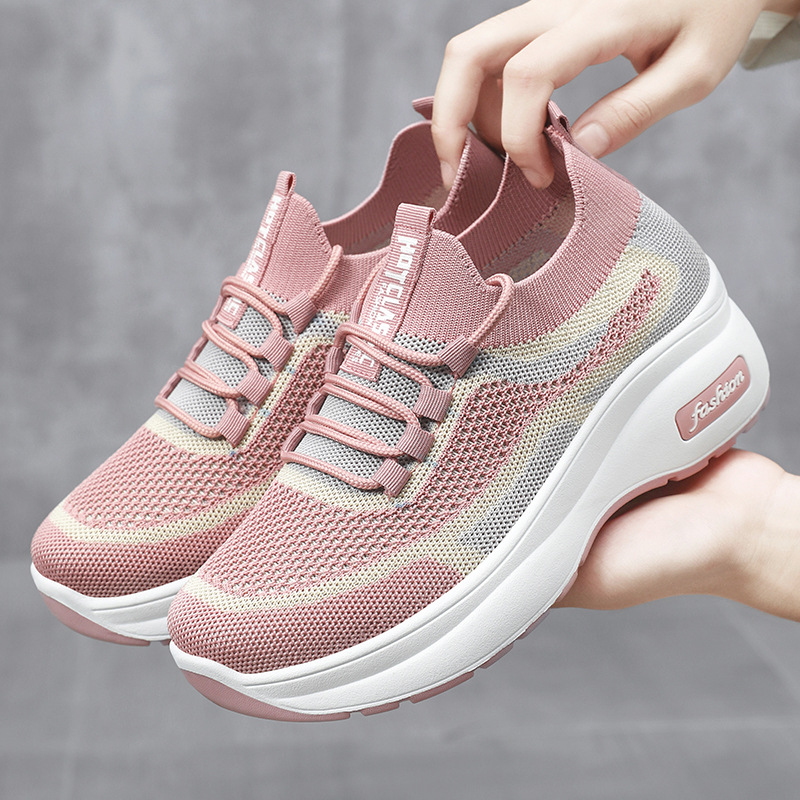 Women's Shoes 2025 autumn thick-soled casual style women's shoes for export wholesale, height-increasing shoes, cross-border breathable and comfortable mom shoes full figure