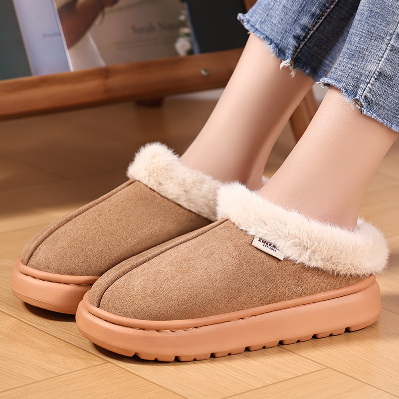 New winter cotton boots with added fleece and thickened cotton shoes, fashionable outerwear, warm and comfortable. Women's ankle boots, one-step home cotton slippers Specification drawing