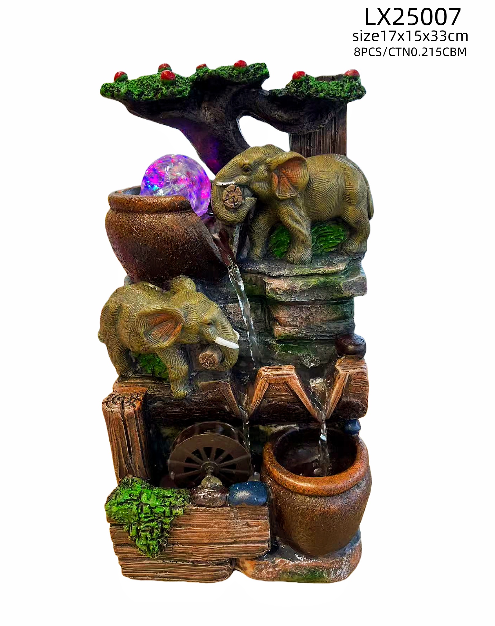 water fountain利星 树脂工艺品摆件风水 流水摆件 大象 风水球 加湿器。