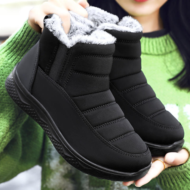 New winter cotton shoes, women's cotton boots, fleece warm women's shoes, waterproof and anti-slip trendy snow boots, women's ankle boots details Picture