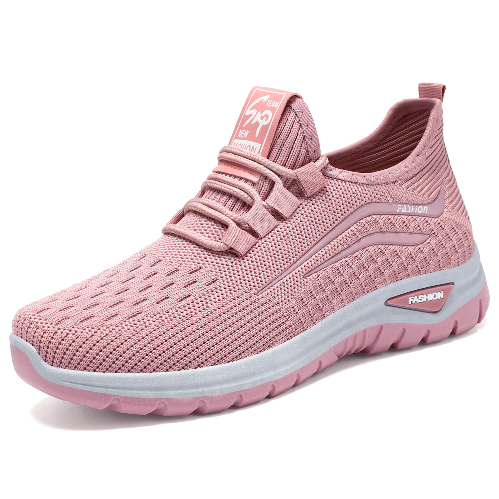 Women's summer breathable casual single shoes, cross-border woven lace-up women's shoes, soft-soled and non-tiring running shoes Item Picture