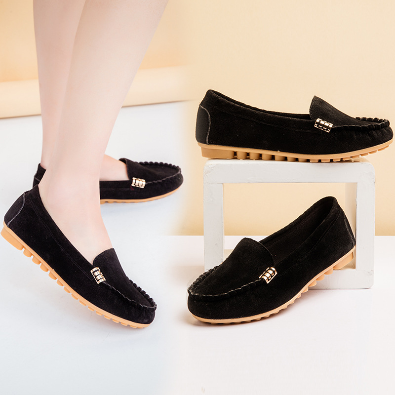 European and American women's 2025 autumn shallow toe bean shoes, flat single shoes, women's one-step shoes, lazy shoes, large-sized foreign trade women's shoes full figure