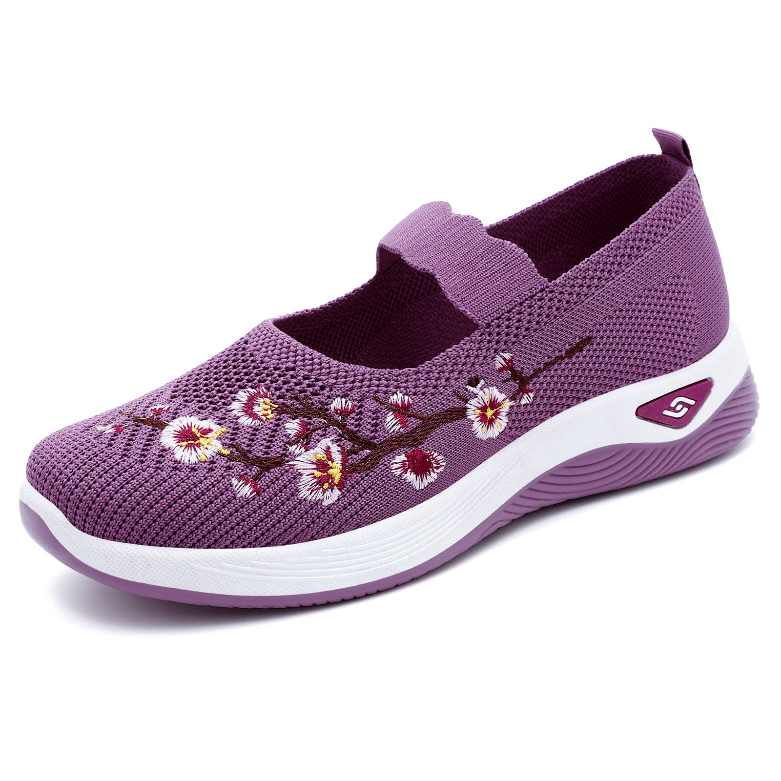 Summer new embroidered shallow opening single shoes for mom, breathable casual shoes for women, and lazy shoes for one foot Item Picture