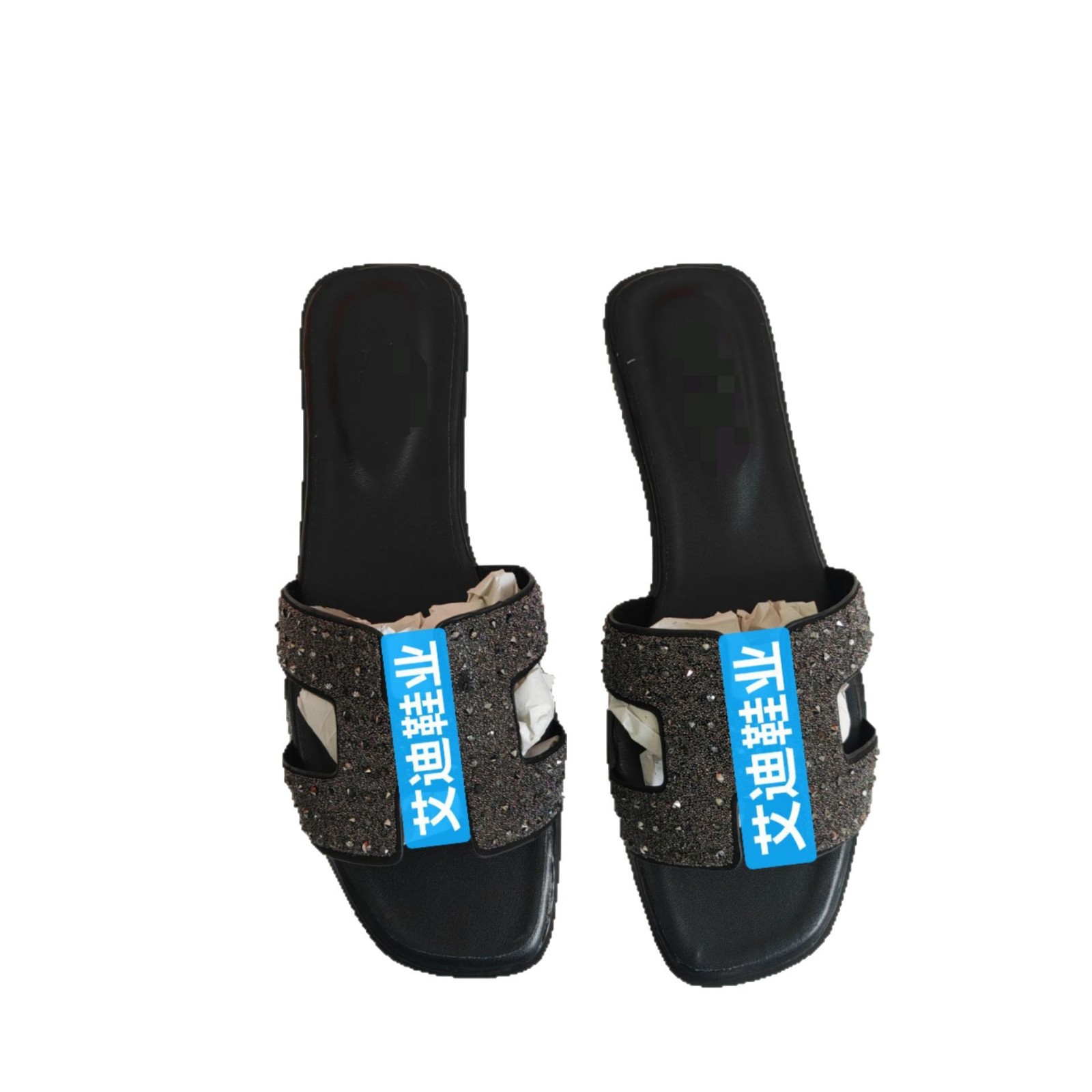 Cross-border H Slippers bestseller rhinestone Sandals for Women summer flat sandals sandals Slippers women Item Picture